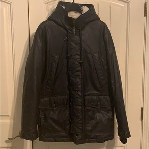 J.Crew Waxed Cotton Parka -Navy Blue | Size Medium